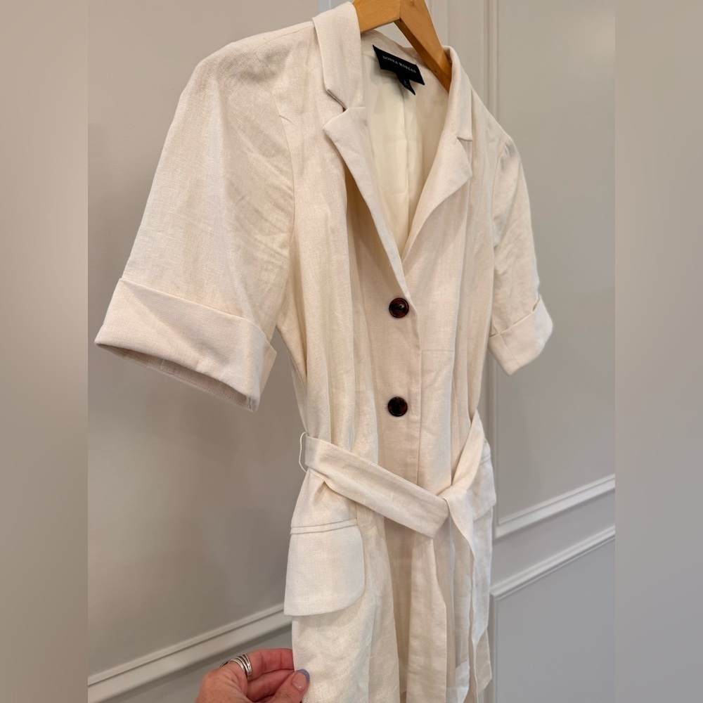 Donna Morgan White Tailored Linen Jumpsuit - Picture 3 of 8